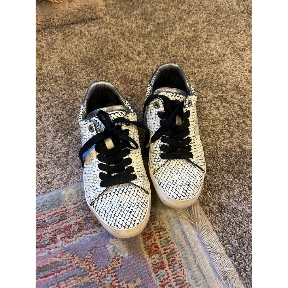 Zadig & Voltaire White Leather Snakeskin Sneakers shoes EU 37